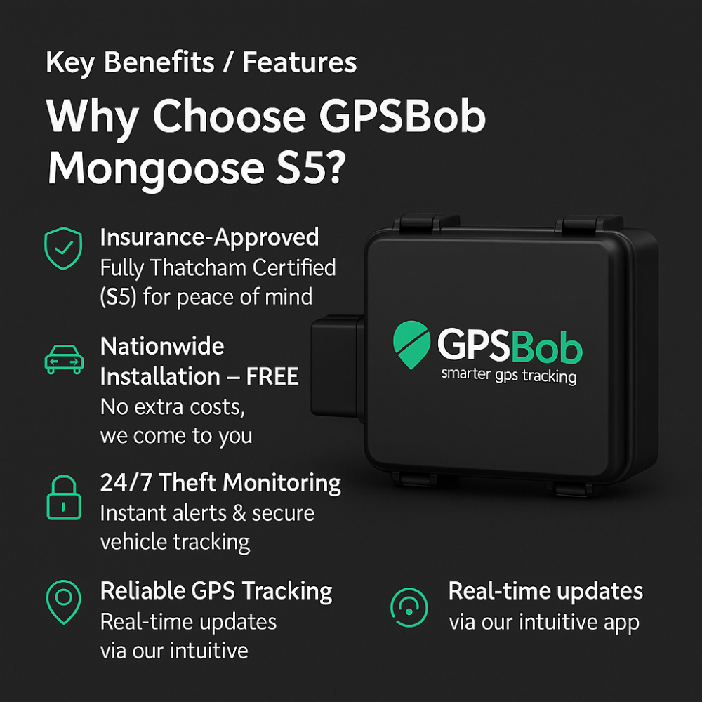 4G GPSBob Mongoose S5 Plus UK Insurance Approved Thatcham Tracker